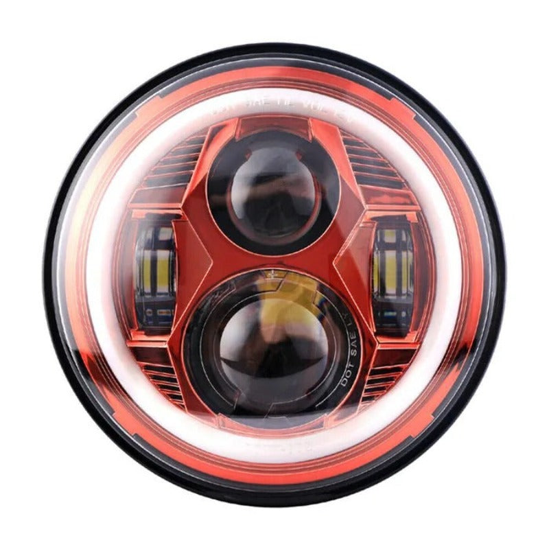 Set Of 2 Red Halo Headlights Compatible With Jeep-Car Door Sills