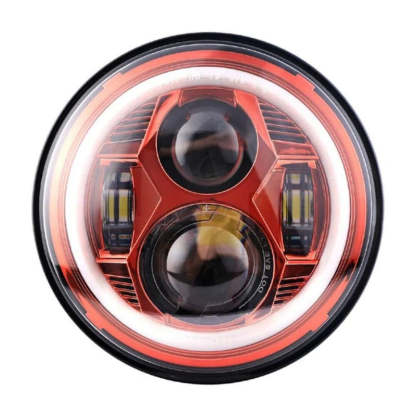 Set Of 2 Red Halo Headlights Compatible With Jeep-Car Door Sills