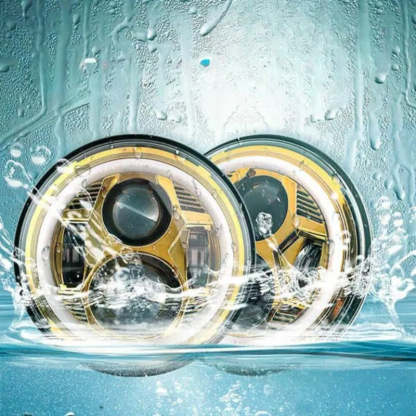 Set Of 2 Yellow Halo Headlights For Jeep-Car Door Sills