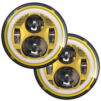 Set Of 2 Yellow Halo Headlights For Jeep-Car Door Sills