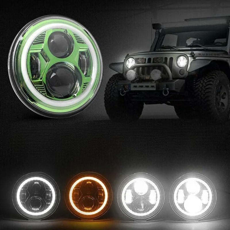 Set Of 2 Green Halo Headlights For Jeep-Car Door Sills