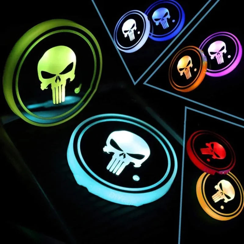 Skull Car Cup Holder Lights-Car Door Sills