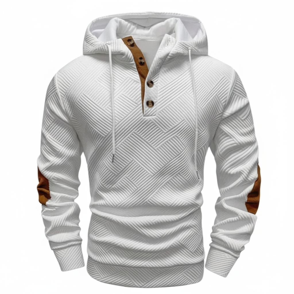 Men Casual Hooded Zip Up Sweatshirt With Contrast Stitching