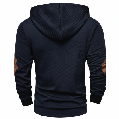 Men Casual Hooded Zip Up Sweatshirt With Contrast Stitching