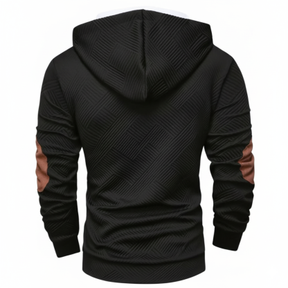 Men Casual Hooded Zip Up Sweatshirt With Contrast Stitching