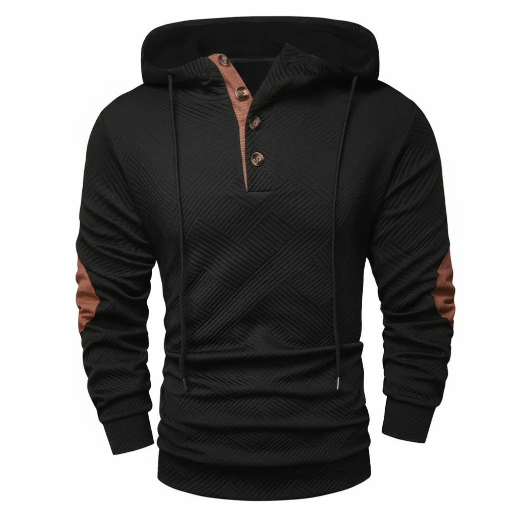 Men Casual Hooded Zip Up Sweatshirt With Contrast Stitching