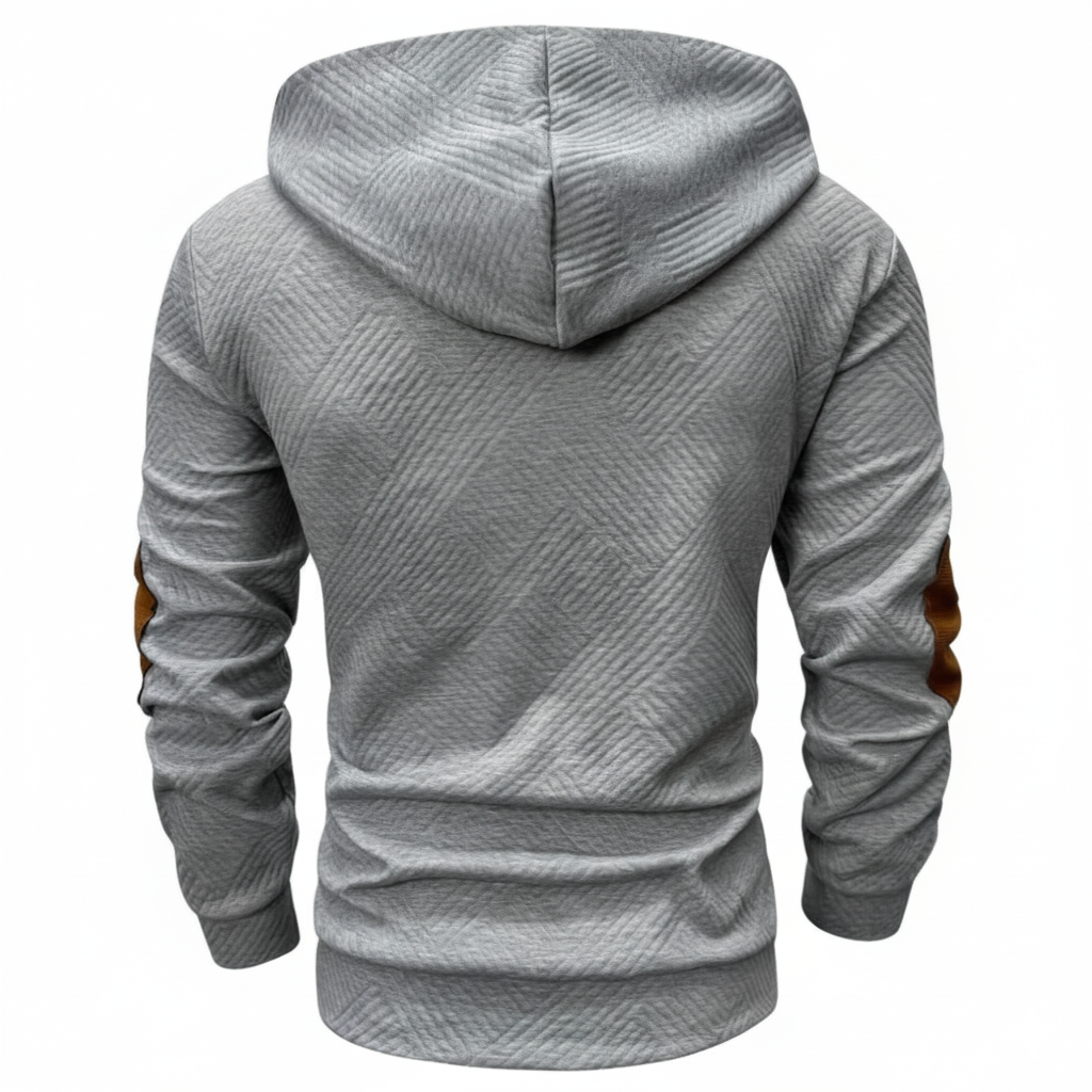 Men Casual Hooded Zip Up Sweatshirt With Contrast Stitching