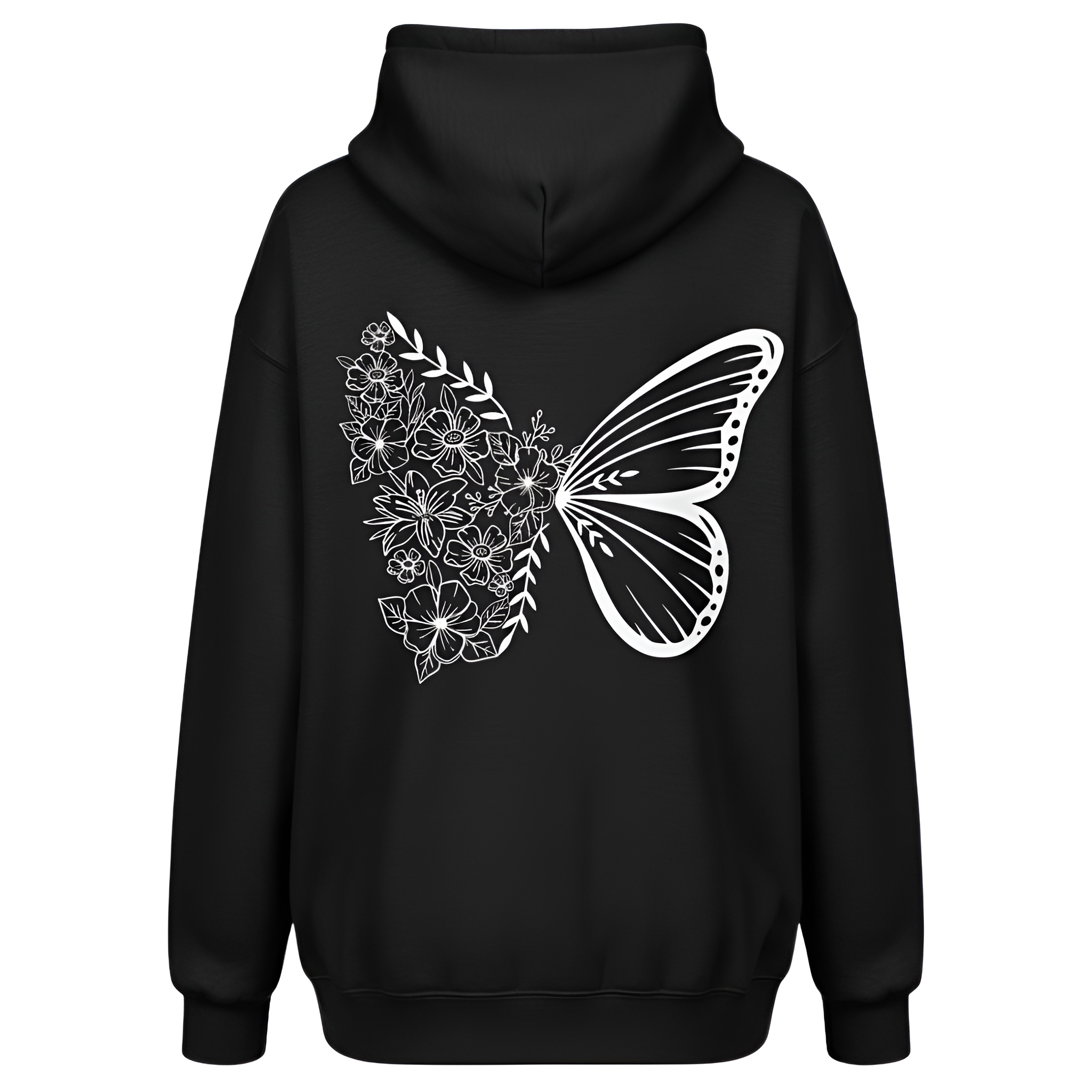  Intricate Butterfly And Floral Design Hoodie For Women