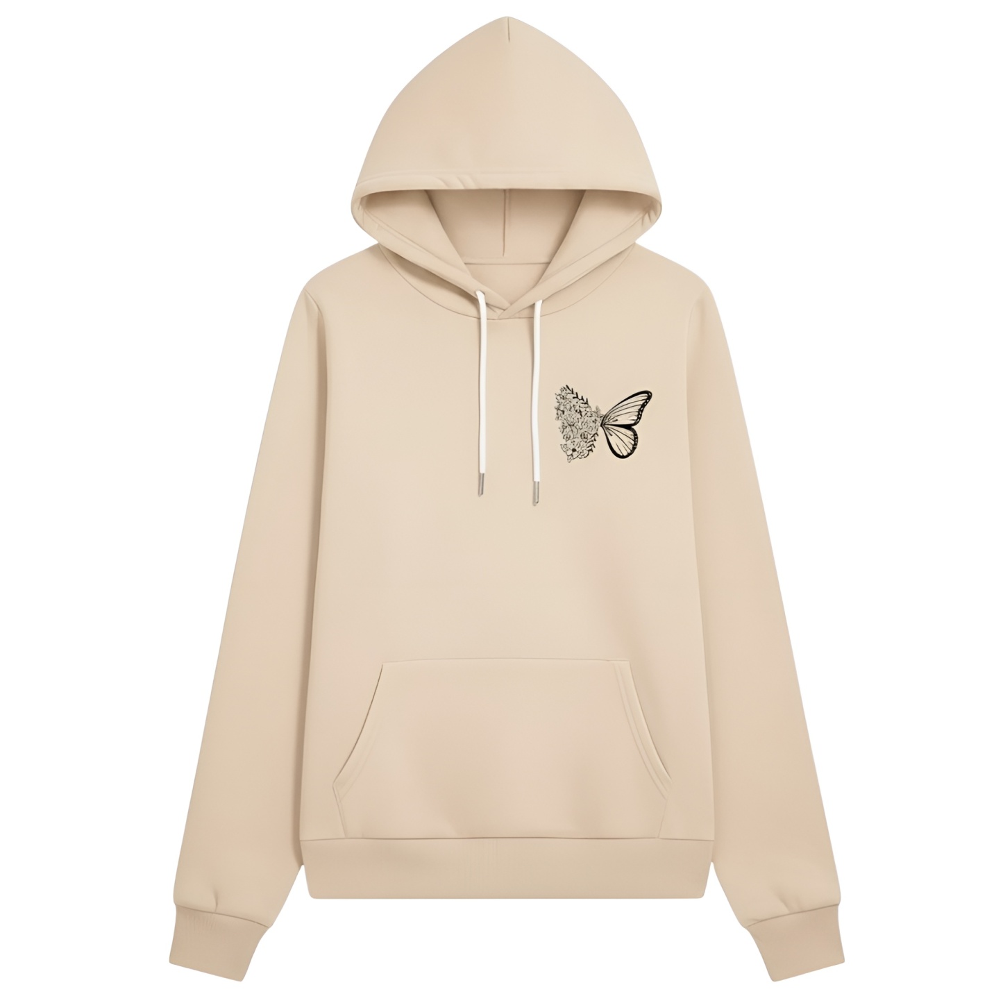  Intricate Butterfly And Floral Design Hoodie For Women