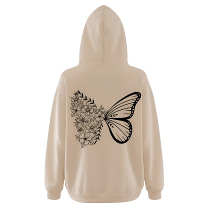  Intricate Butterfly And Floral Design Hoodie For Women