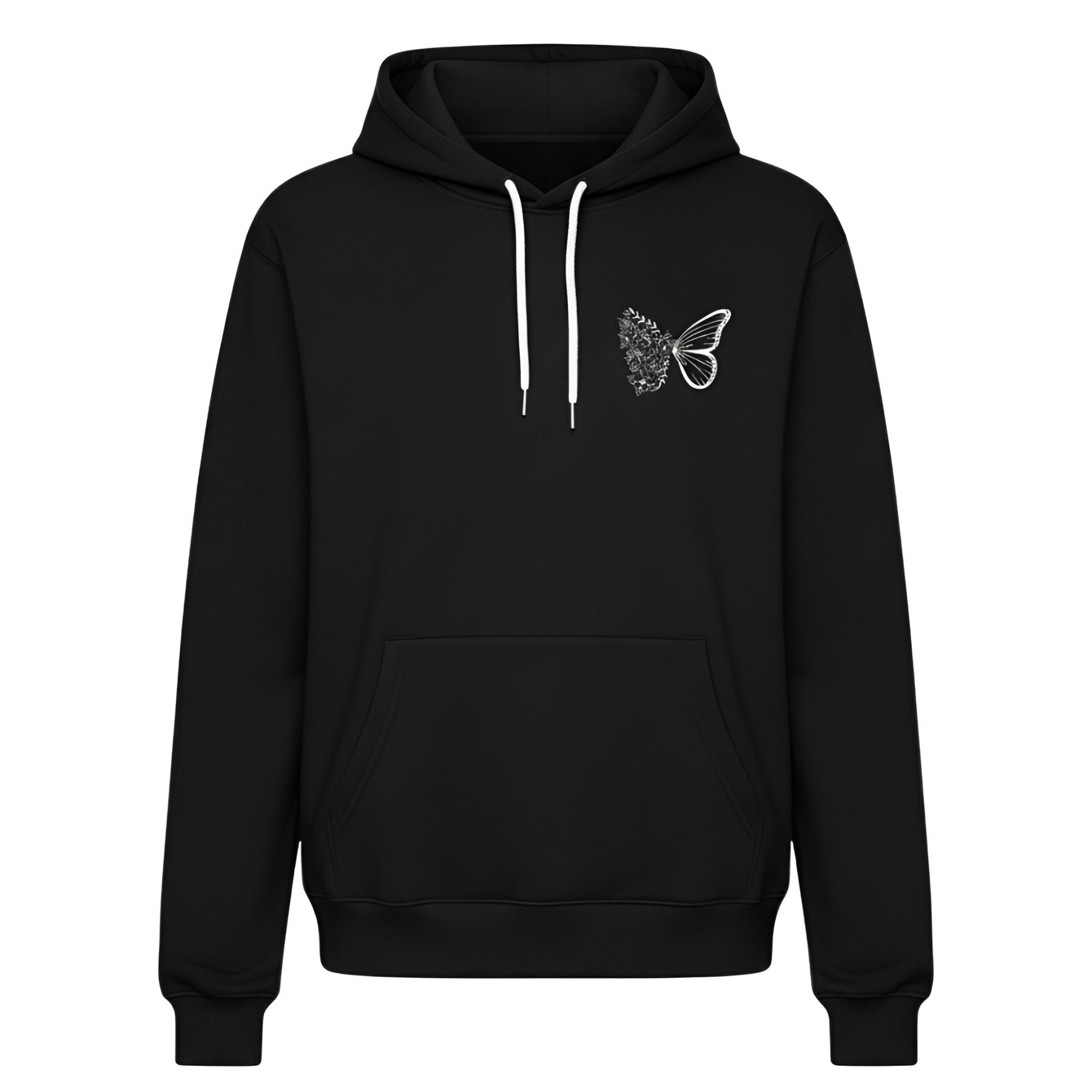  Intricate Butterfly And Floral Design Hoodie For Women