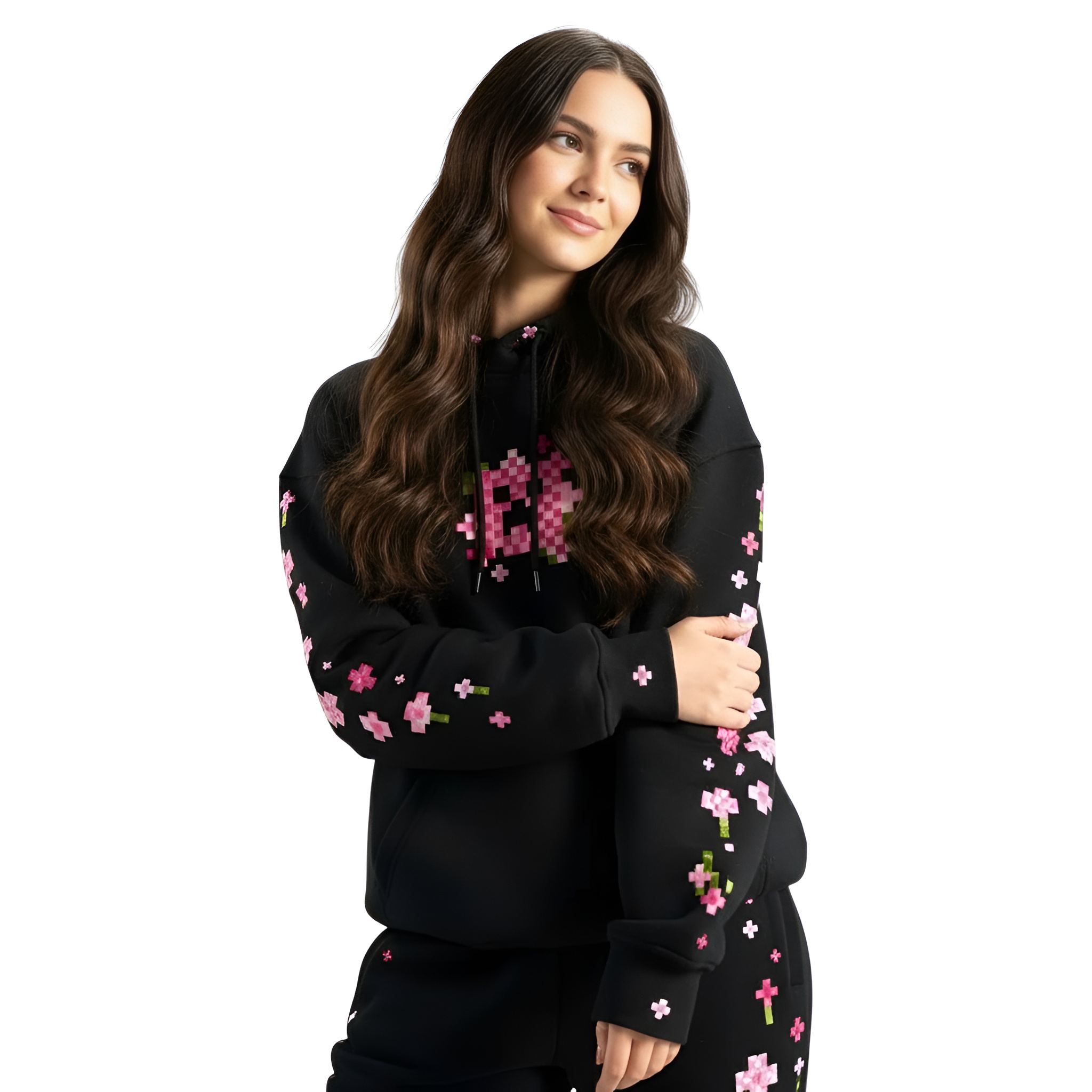 Pixel Bee Graphic Design Hoodie For Women