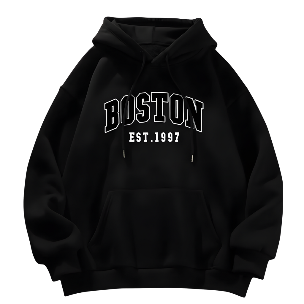Boston Est 1997 Print Hooded Sweatshirt For Men