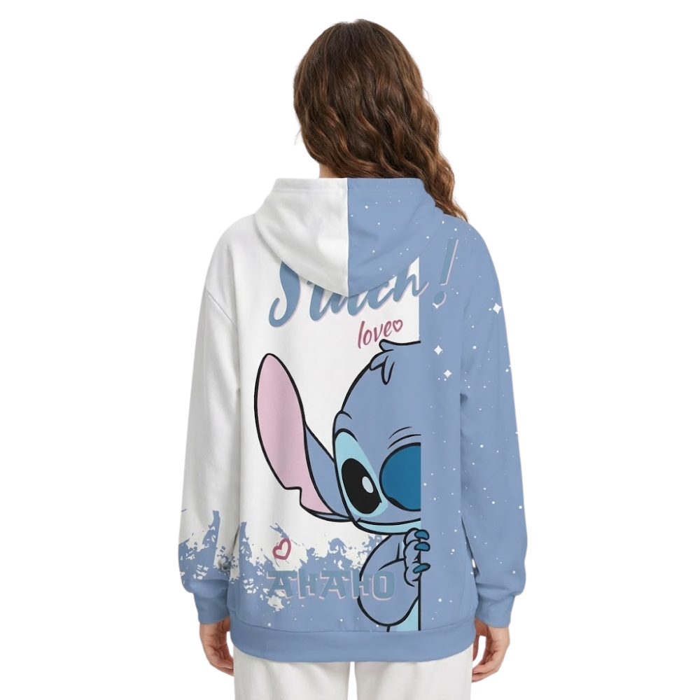 Loose Fit Pullover Graphic Sweatshirt With Drawstring Hood And Front Pockets