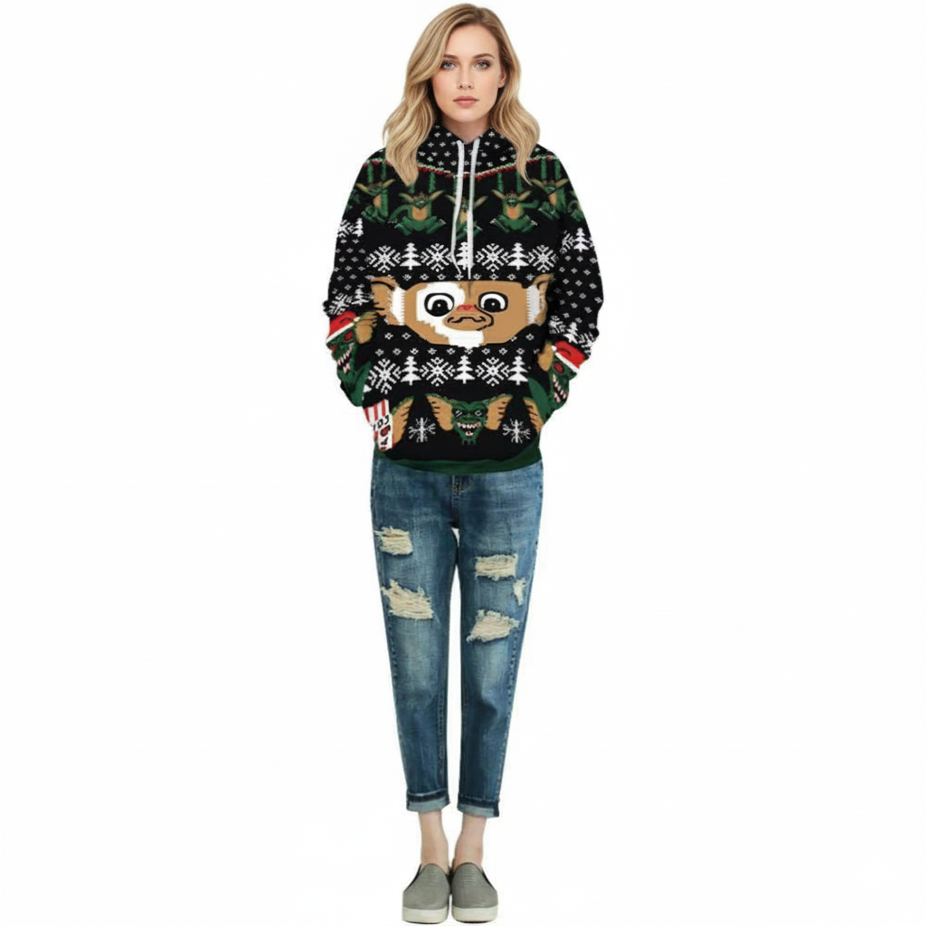 Christmas All Over Print Hoodie with Kangaroo Pocket