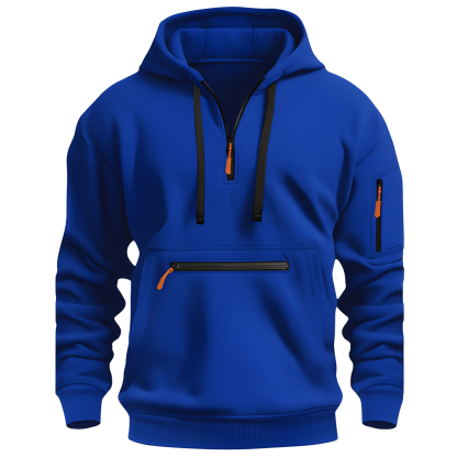Casual Zip Up Hoodie With Kangaroo Pocket