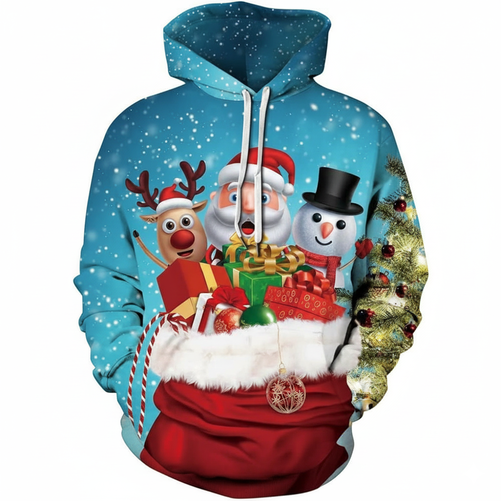 Christmas All Over Print Hoodie with Kangaroo Pocket