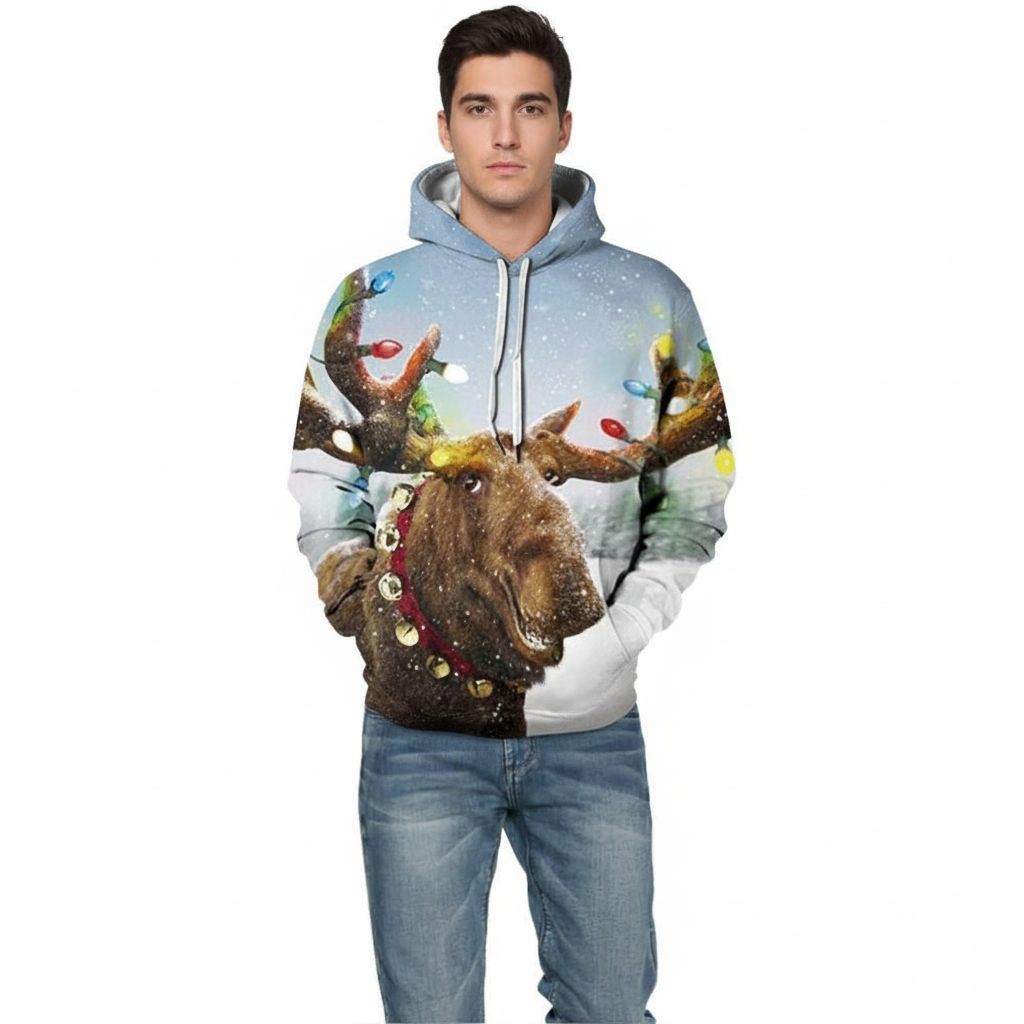 Christmas All Over Print Hoodie with Kangaroo Pocket