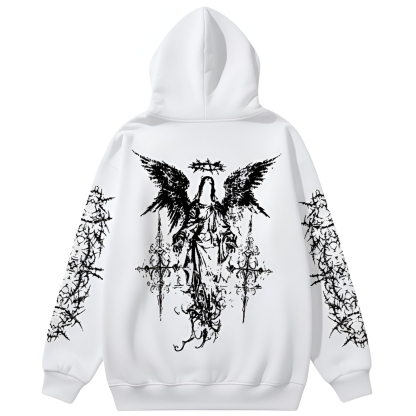 Men Angel Gothic Graphic Print Hoodie