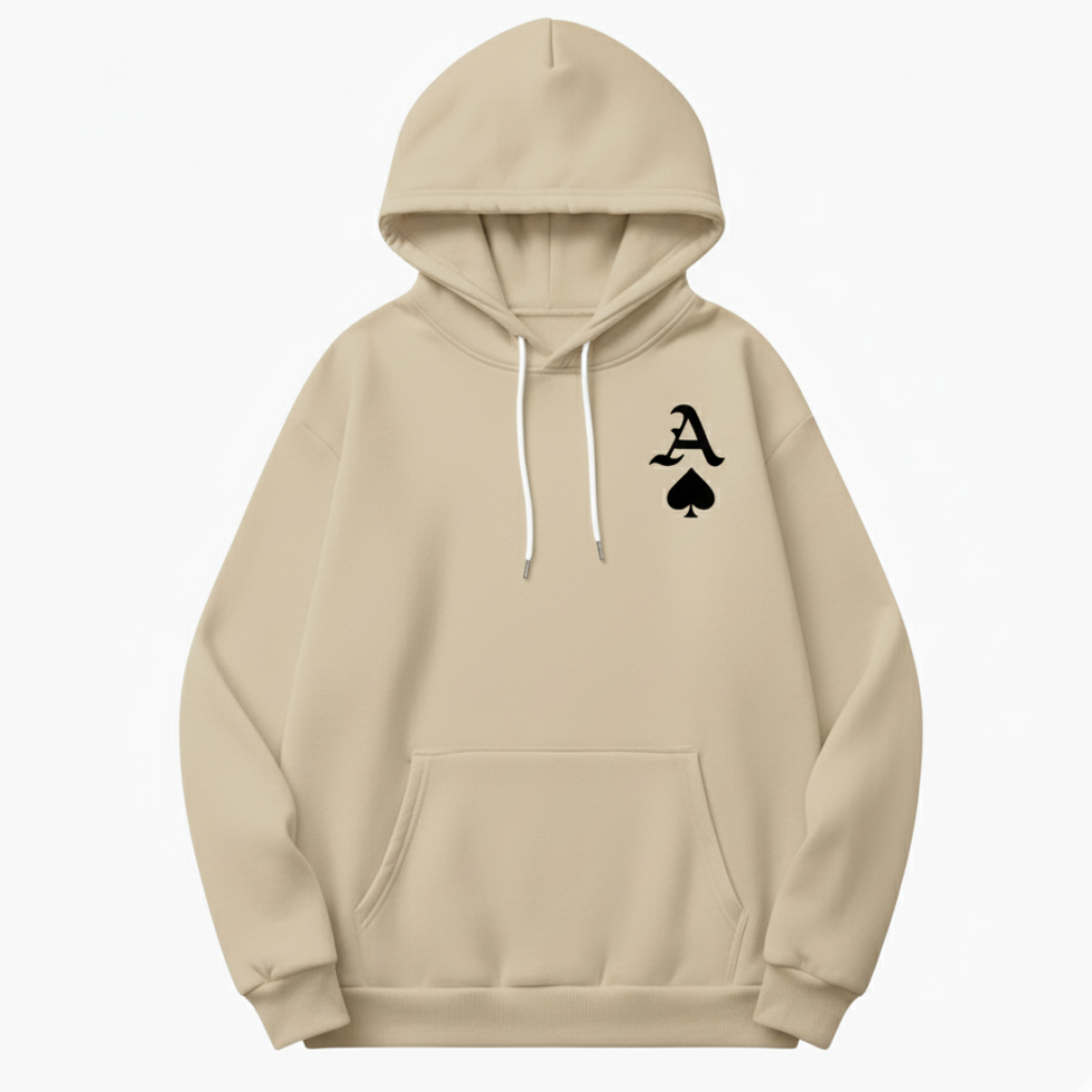 Men Casual Hoodie With Playing Cards Print