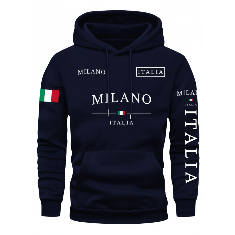 Milan Flag Inspired Geometric Print Hoodies For Couples