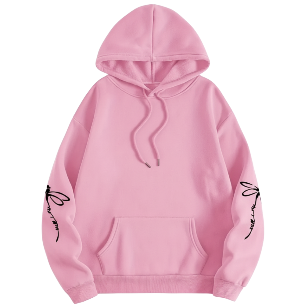 Dragonfly Print Long Sleeve Pullover Casual Hoodie