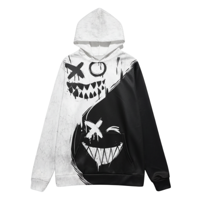 Mens Creative Smile Face Streetwear Pullover Hoodie 
