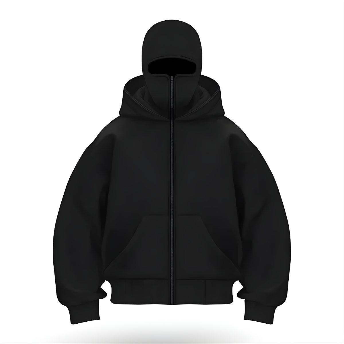 Oversized Zip Up Hoodie With Built In Mask