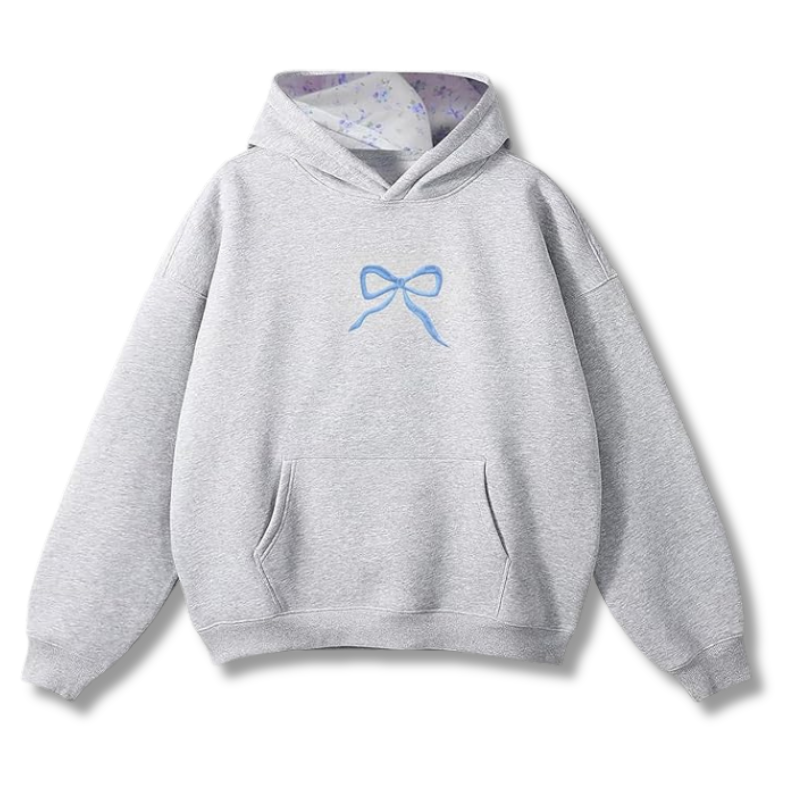 Ribbon Embroidery Hoodie With Floral Lining for Women 