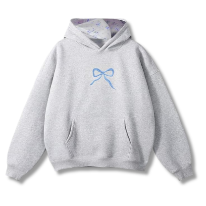 Ribbon Embroidery Hoodie With Floral Lining for Women 