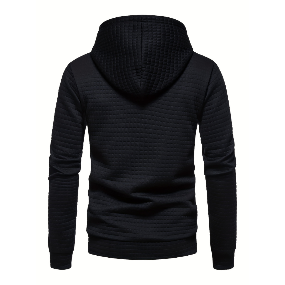 Jacquard Check Pullover Hoodie With Hoodie For Casual And Training Wear