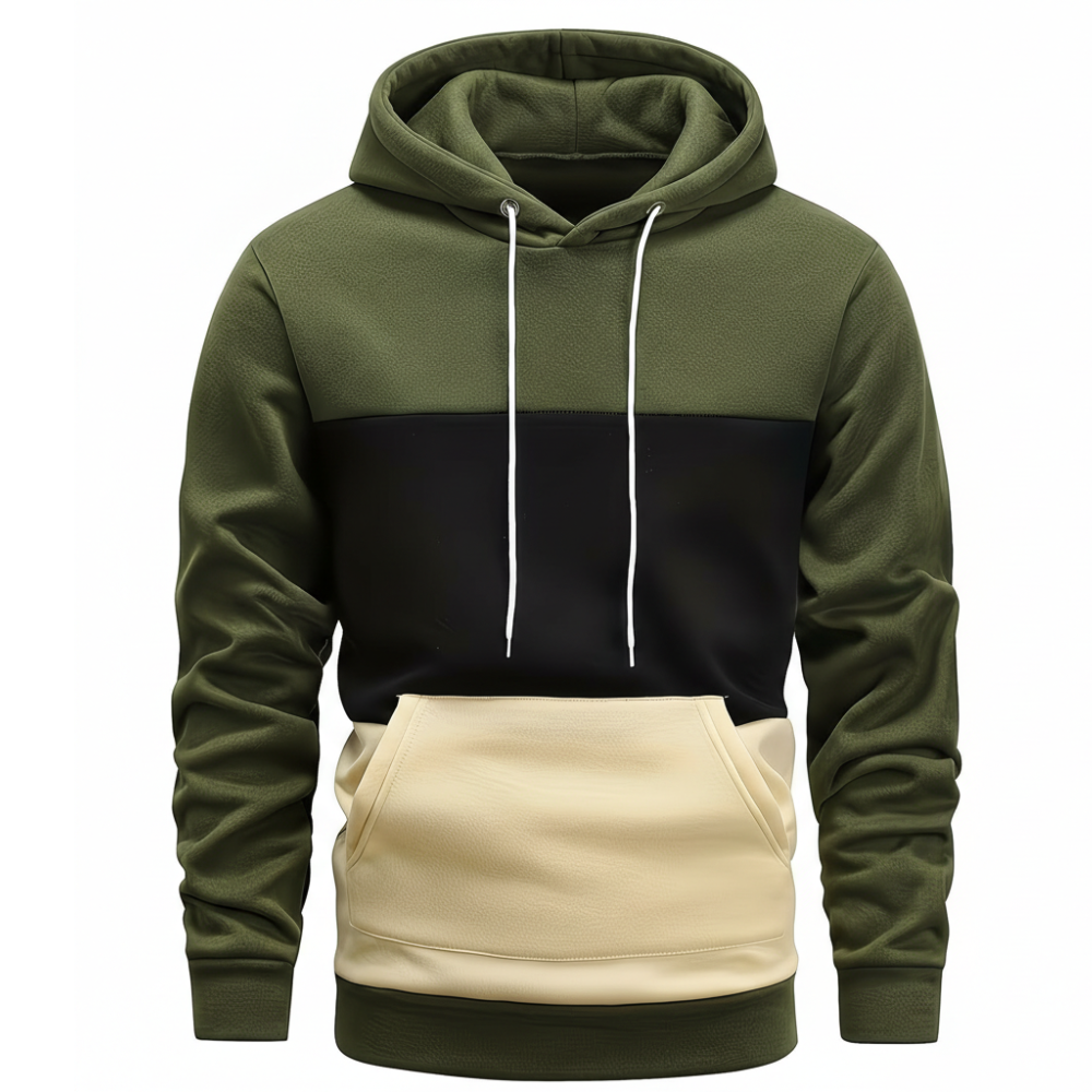 Casual Style Color Block Pullover Hoodie With Kangaroo Pocket