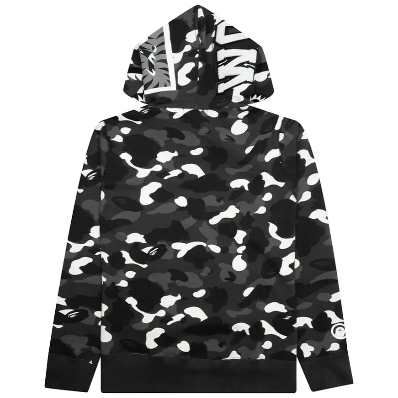 Double Capped Shark Themed Hoodie For Men With Zipper And Fleece Lining