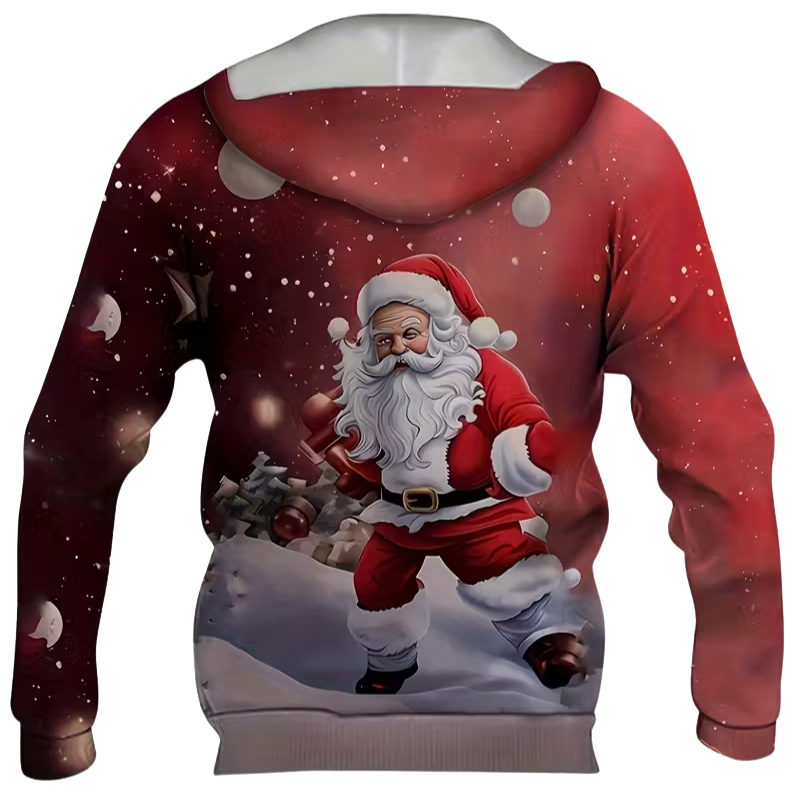 Casual Christmas Santa Printed Hoodie For Men