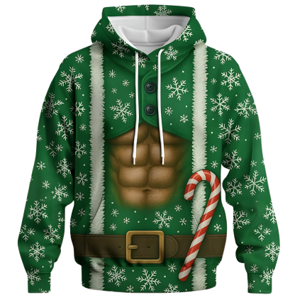 Novelty Long Sleeve Hoodie Funny Fashion Santa Claus Costume Graphic Sweatshirts