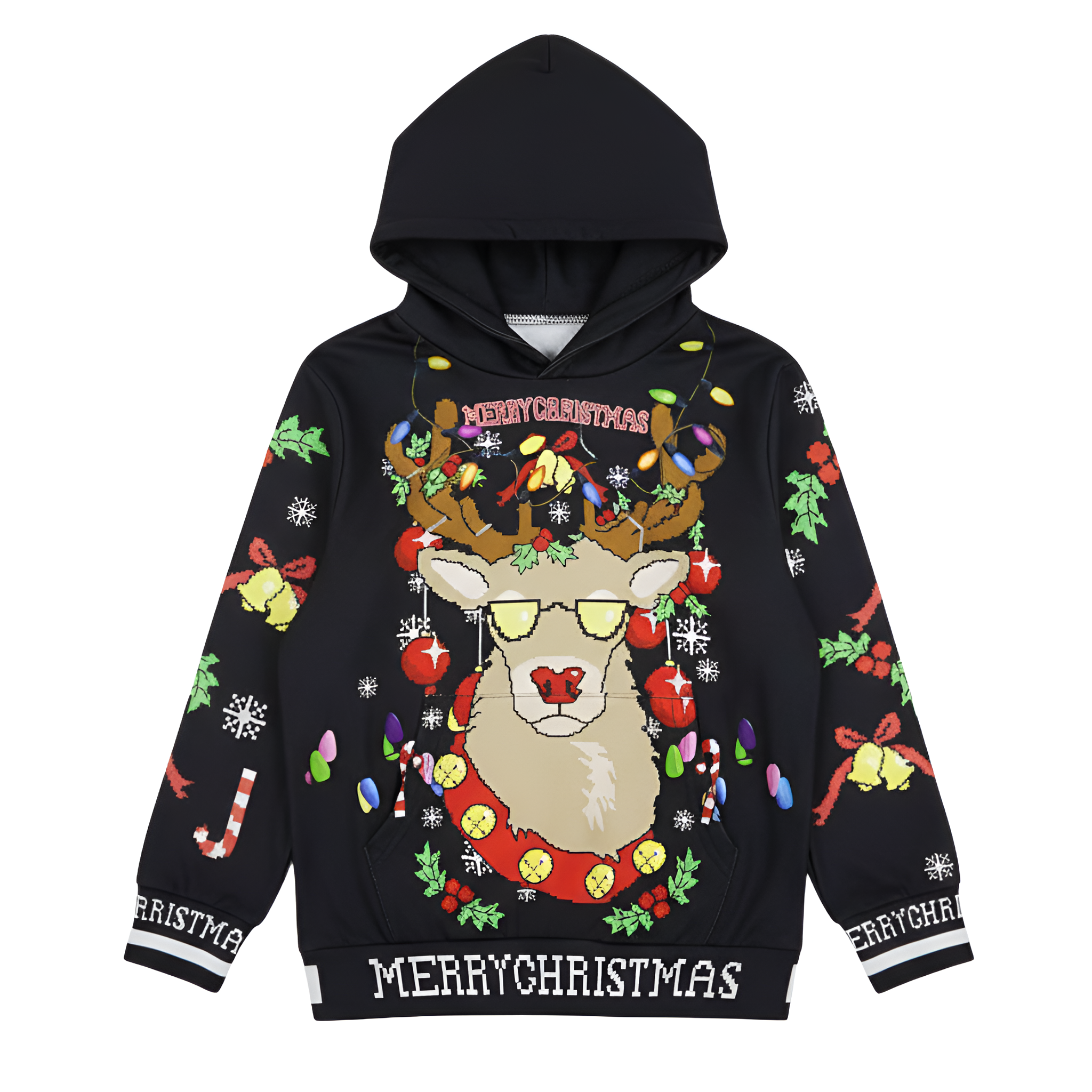 Ugly Christmas Reindeer 3D Graphic Print Hoodie For Kids