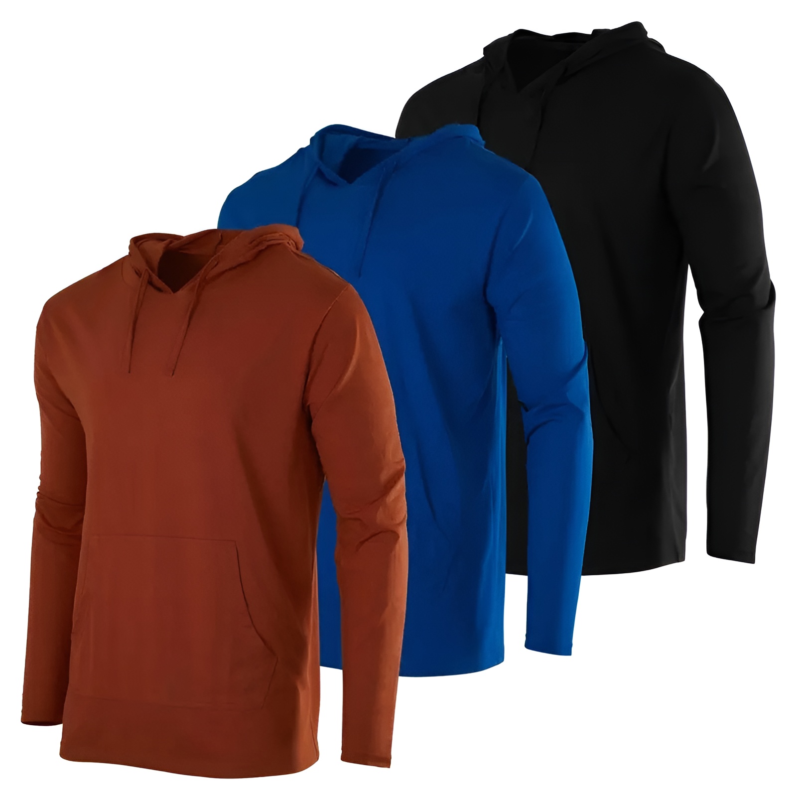 3 Pack Men Cotton Lightweight Casual Pullover Drawstring Hoodie