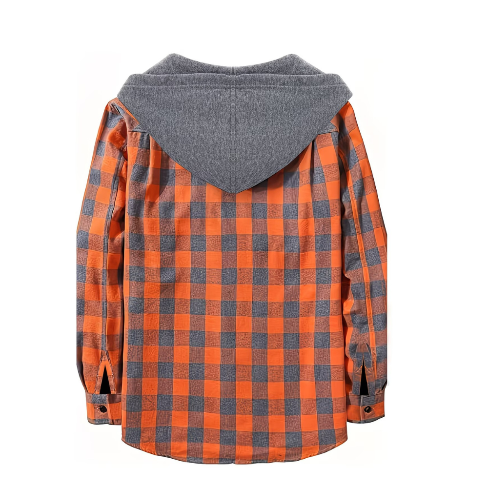 Button Front Hooded Plaid Shirt With Casual Layered Style