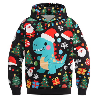 Ugly Christmas Reindeer 3D Graphic Print Hoodie For Kids