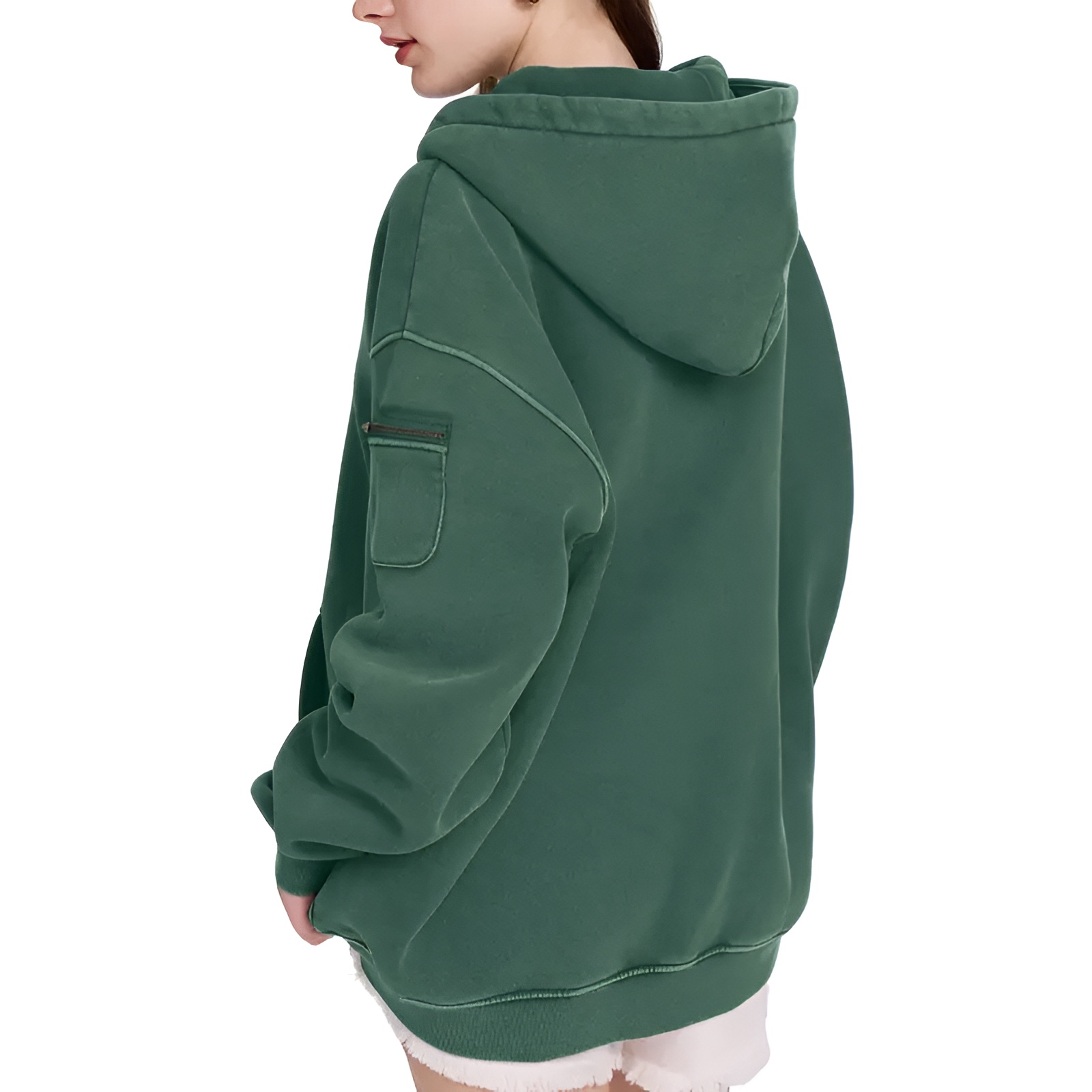 Oversized Hoodie for Women Heavyweight Fleece Half Zip Pullover with Kangaroo Pocket