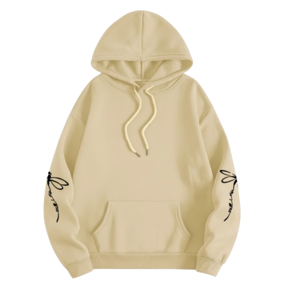 Dragonfly Print Long Sleeve Pullover Casual Hoodie