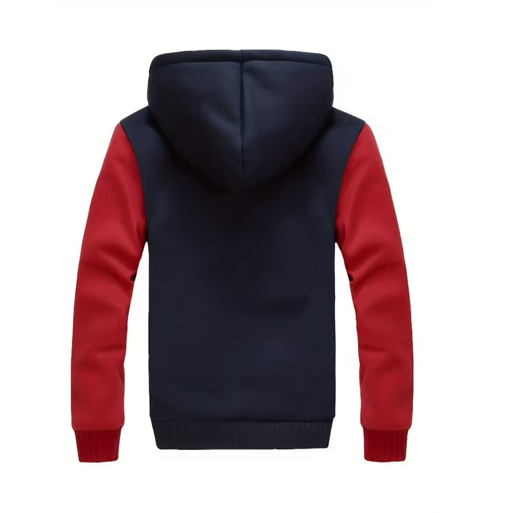 Casual Warm Fleece Lining Knit Zip Front Hoodie For Winter