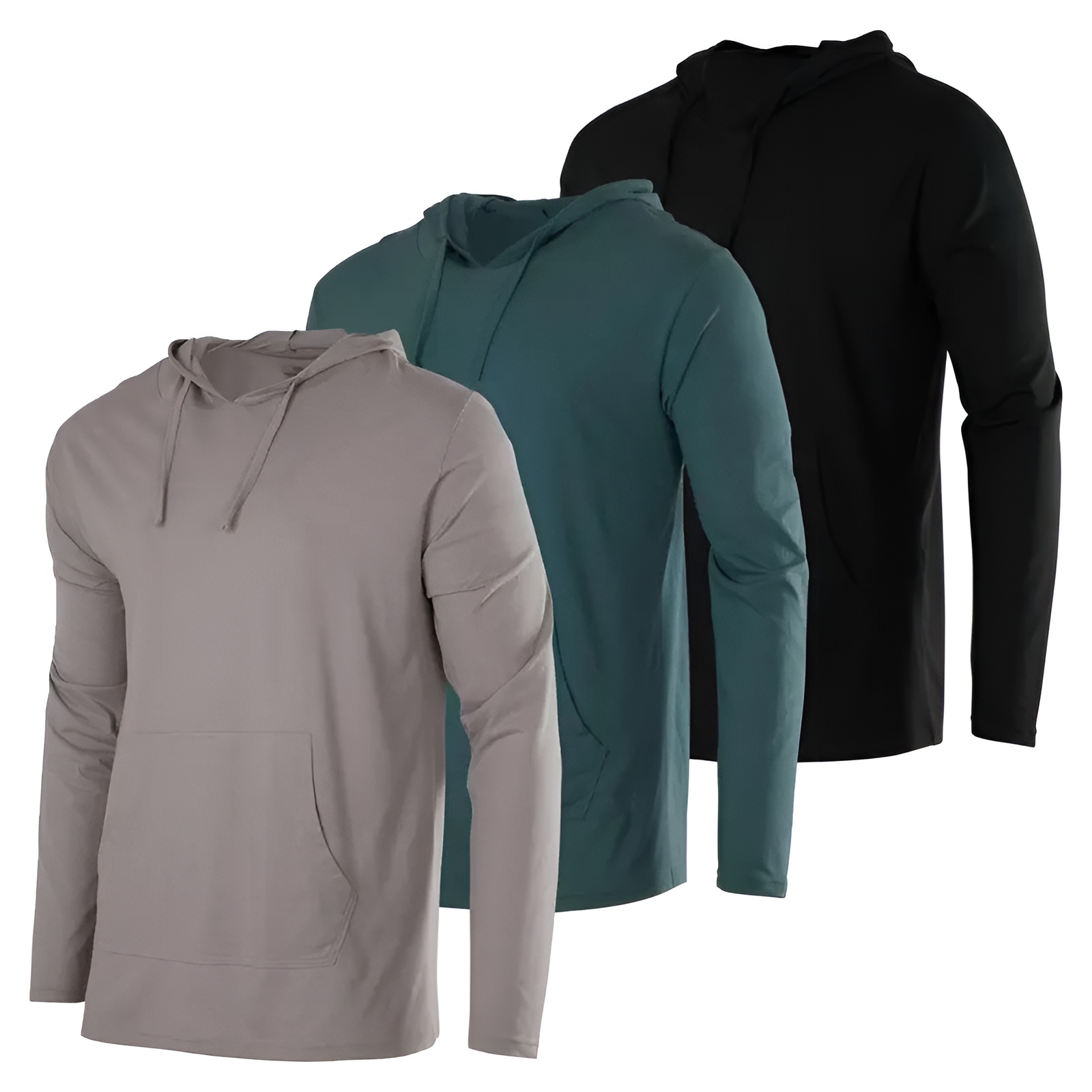 3 Pack Men Cotton Lightweight Casual Pullover Drawstring Hoodie