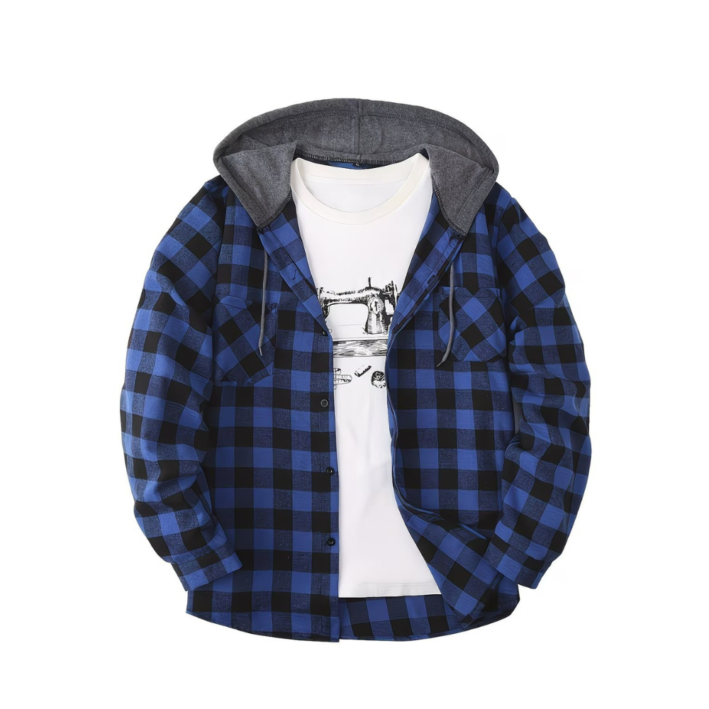 Button Front Hooded Plaid Shirt With Casual Layered Style
