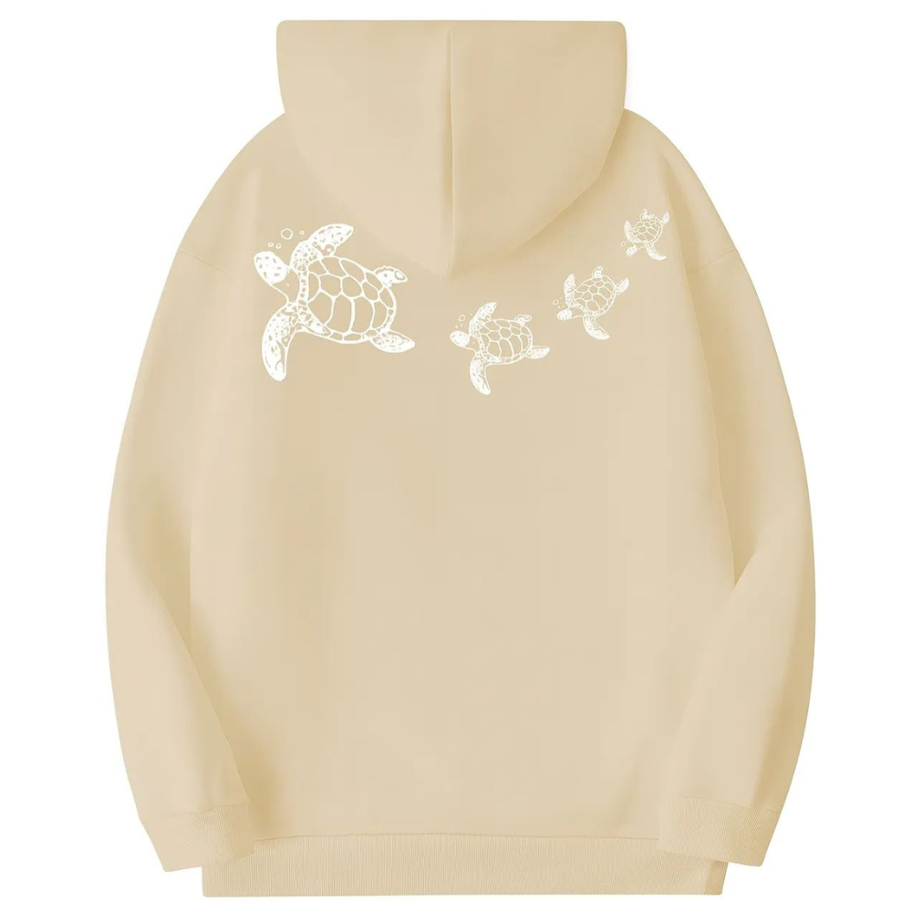 Women Plus Size Oversized Sea Turtle Print Hoodie 