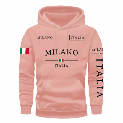 Milan Flag Inspired Geometric Print Hoodies For Couples