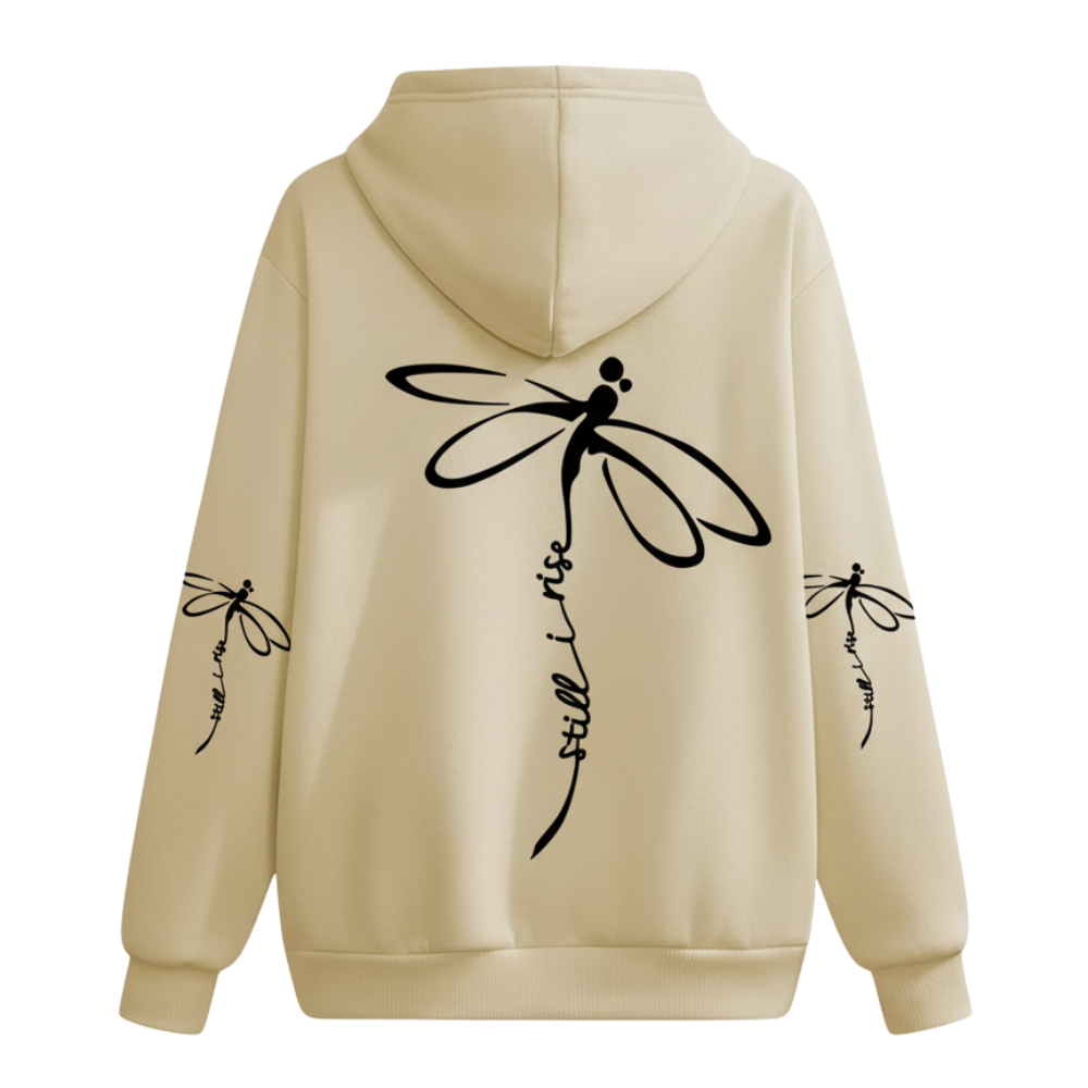 Dragonfly Print Long Sleeve Pullover Casual Hoodie