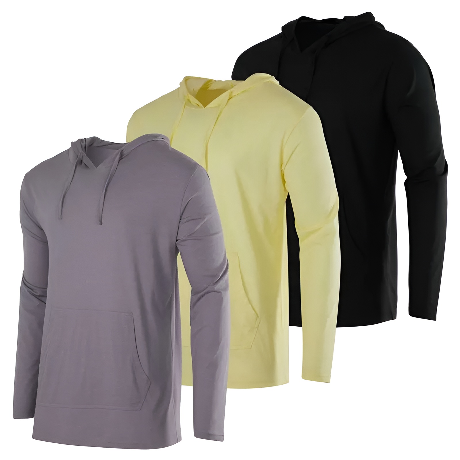 3 Pack Men Cotton Lightweight Casual Pullover Drawstring Hoodie