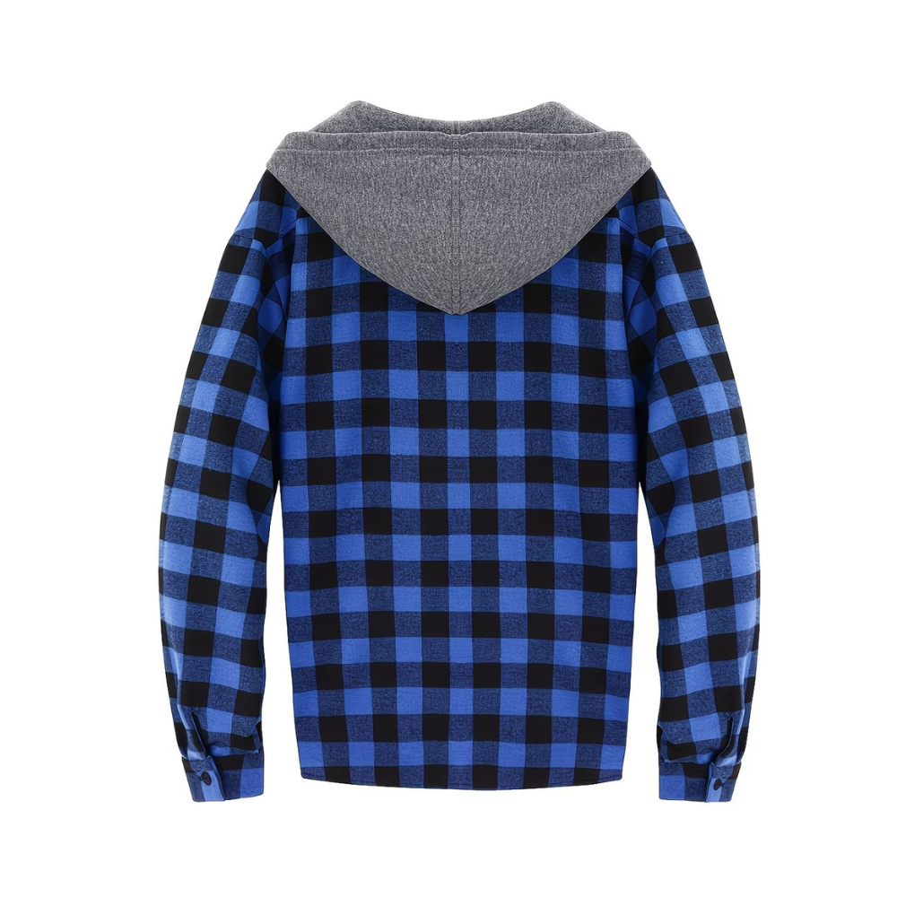 Button Front Hooded Plaid Shirt With Casual Layered Style