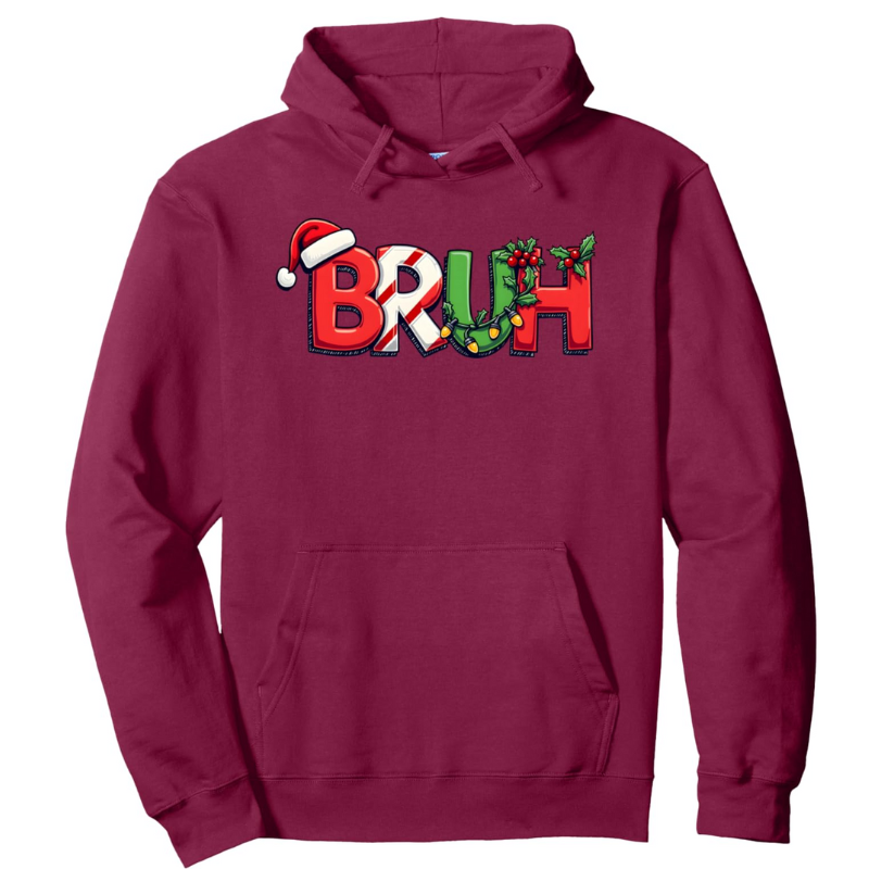 Funny Christmas Bruh Printed Pullover Hoodie